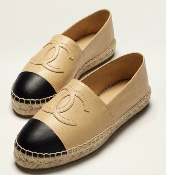 Like new Chanel black/tan leather espadrilles size EU 40 - Picture 1 of 9